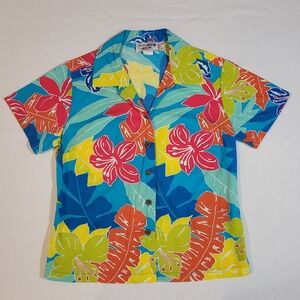 Pacific Legend (Women's XS) Vintage Colorful Floral Hawaiian Button-down Shirt